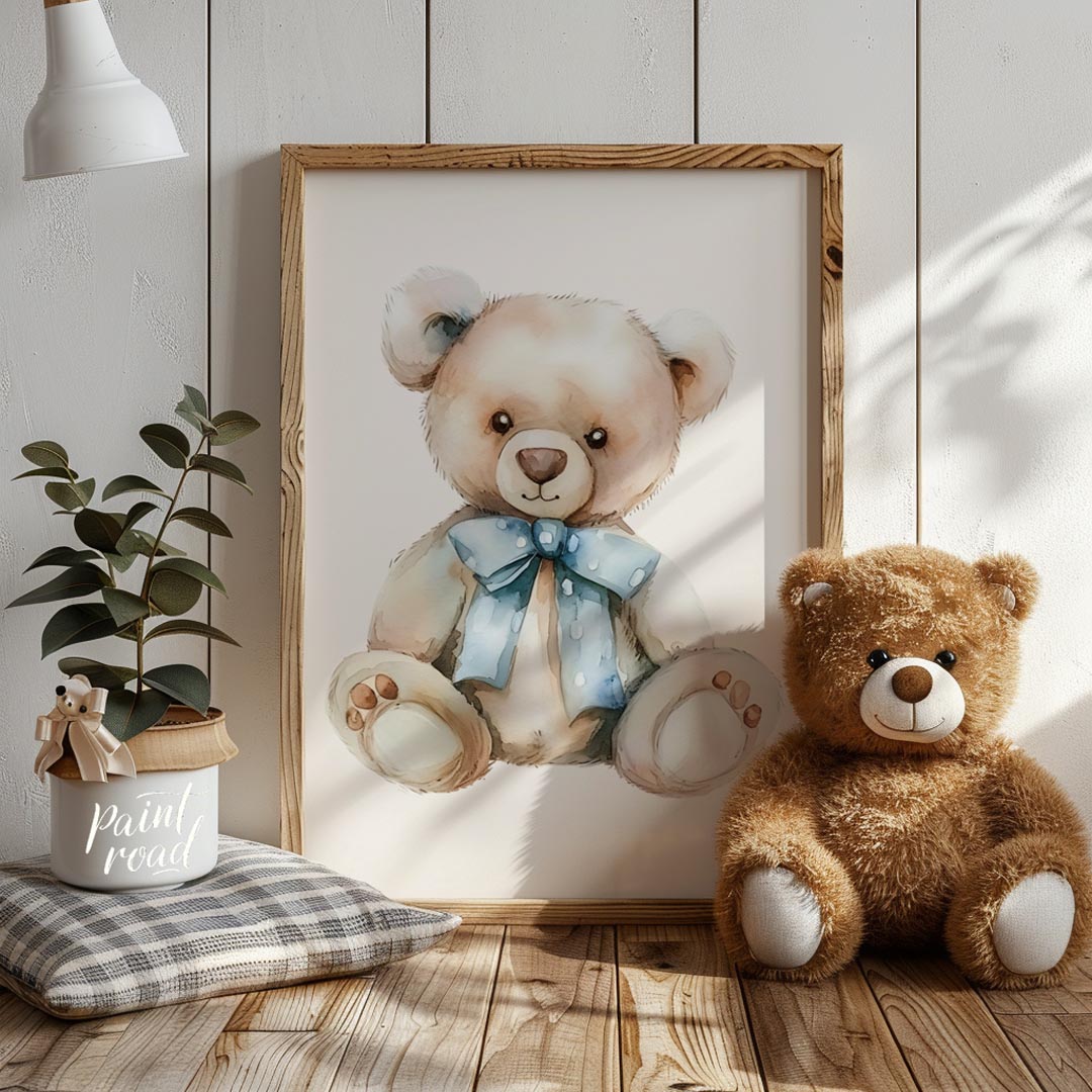 Blue Bow Teddy Bear