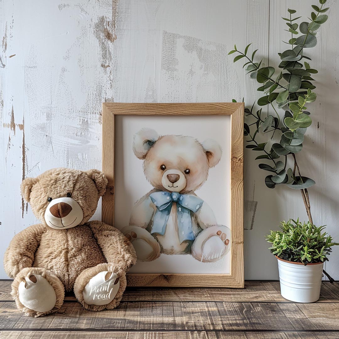 Blue Bow Teddy Bear