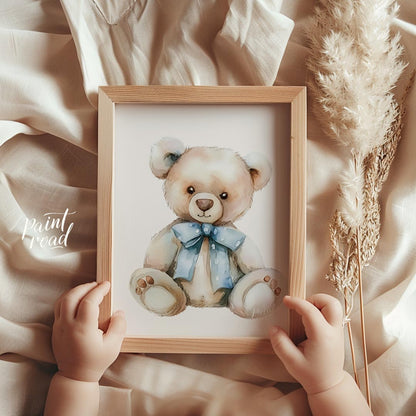 Blue Bow Teddy Bear
