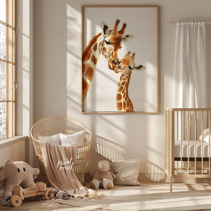 Mother and Baby Giraffe Love