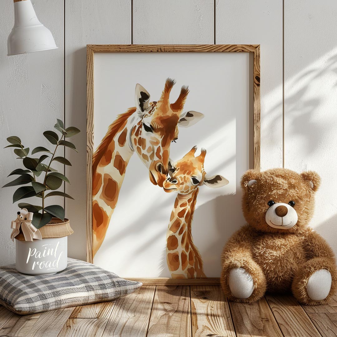 Mother and Baby Giraffe Love