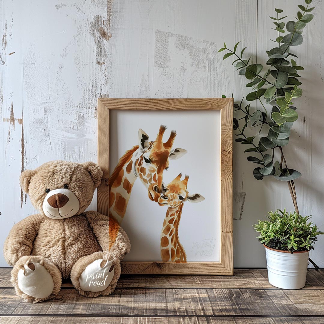Mother and Baby Giraffe Love