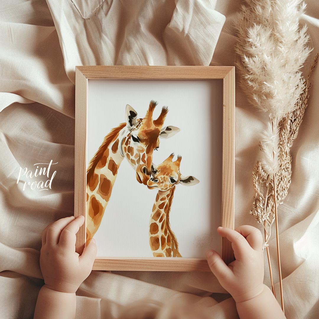 Mother and Baby Giraffe Love