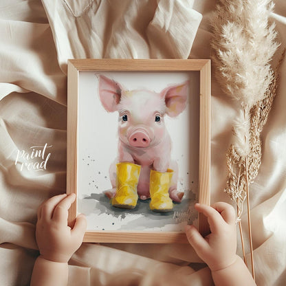 Adorable Piglet in Yellow Boots