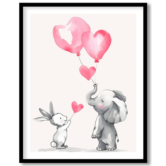Elephant and Bunny Love Balloons
