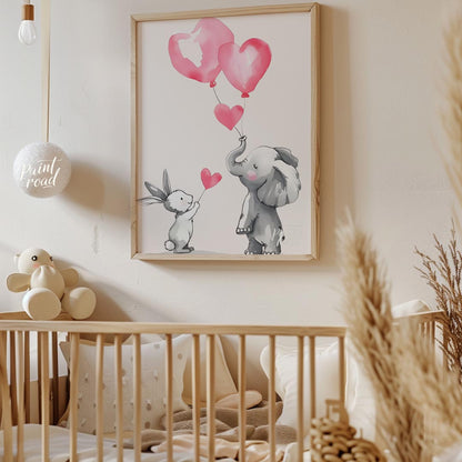 Elephant and Bunny Love Balloons