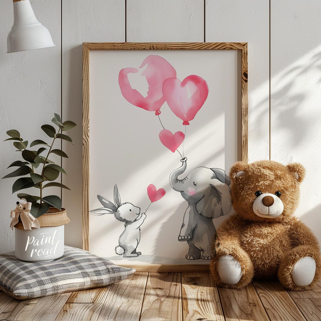 Elephant and Bunny Love Balloons