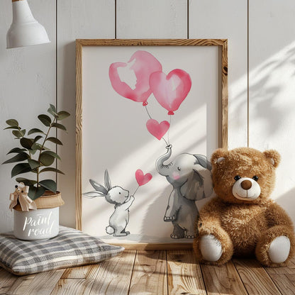 Elephant and Bunny Love Balloons