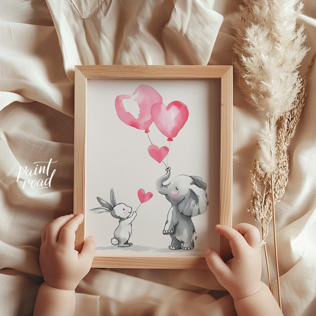 Elephant and Bunny Love Balloons