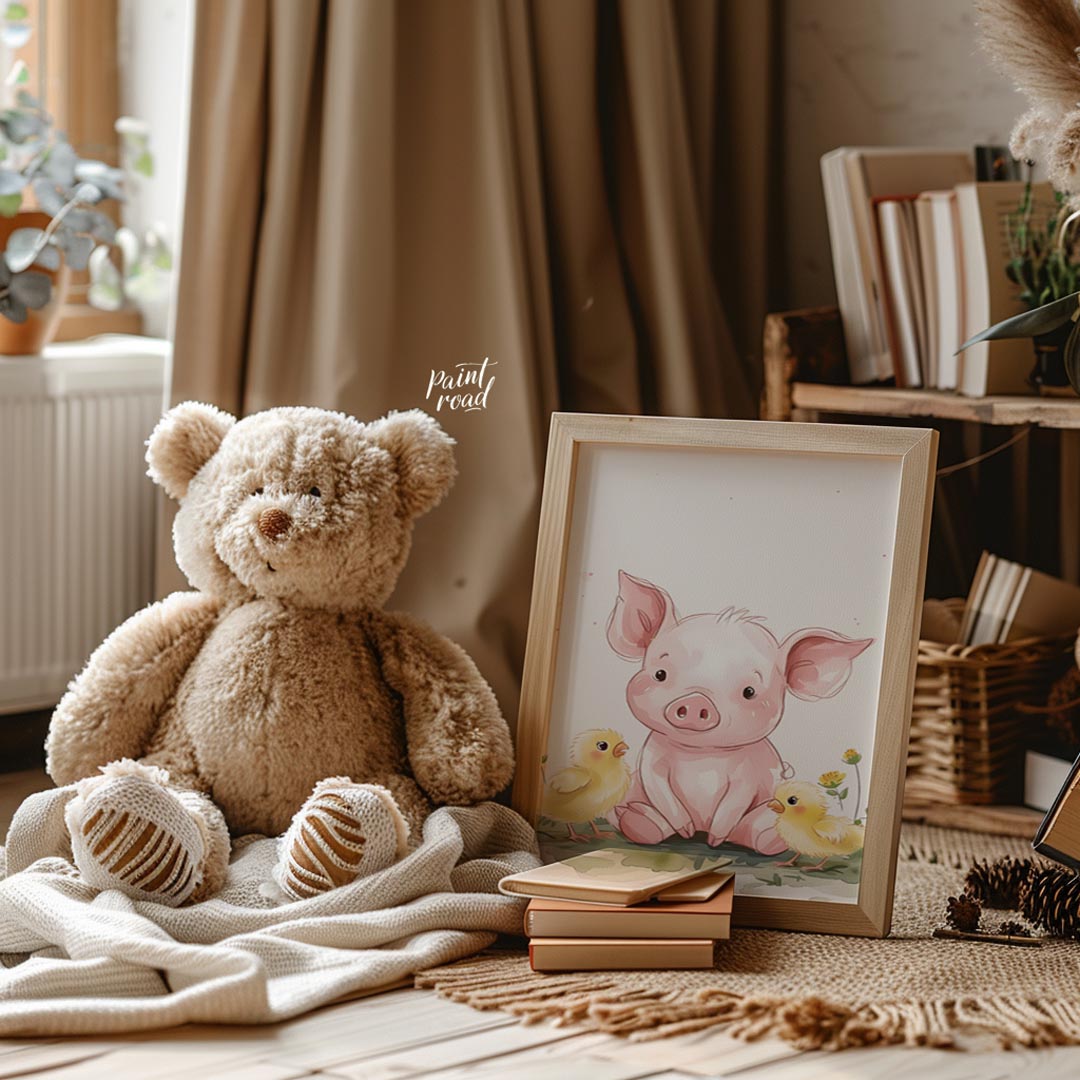 Piglet and Chicks Friendship