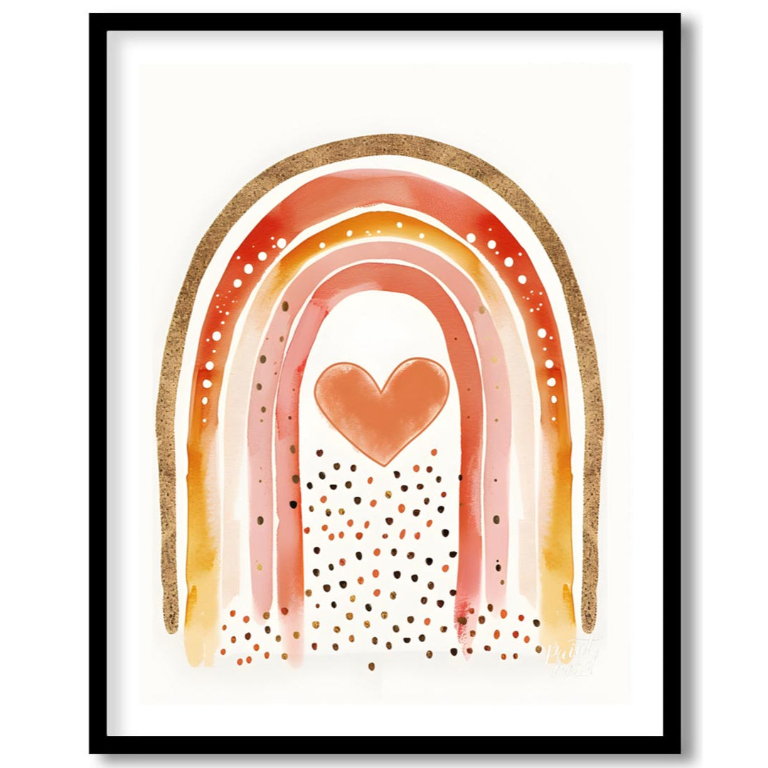 Gold & Sunset Rainbow with Heart