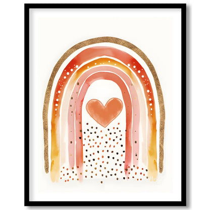 Gold & Sunset Rainbow with Heart