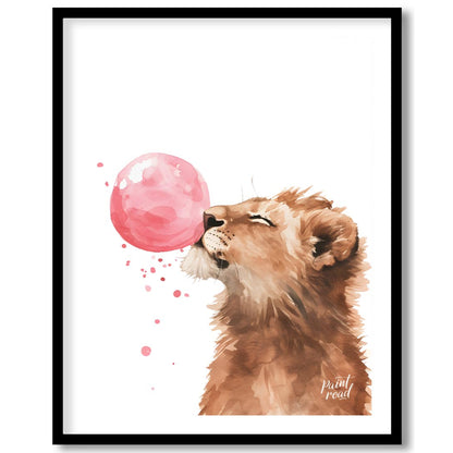 Playful Lion Cub Bubblegum Fun