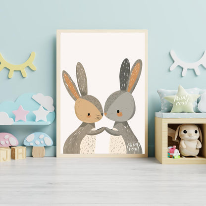 Loving Bunny Pair Nose Kiss