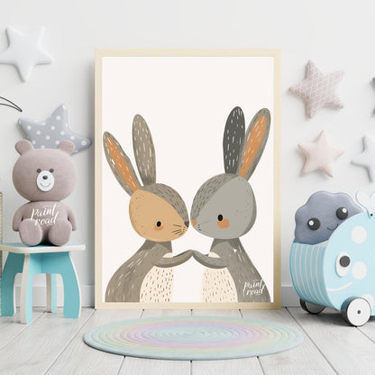 Loving Bunny Pair Nose Kiss