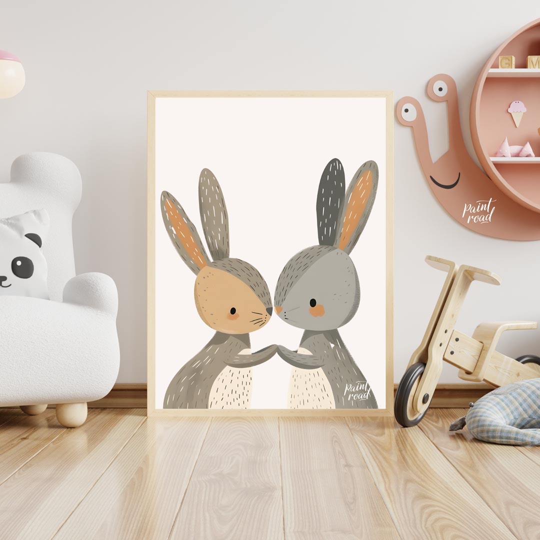 Loving Bunny Pair Nose Kiss