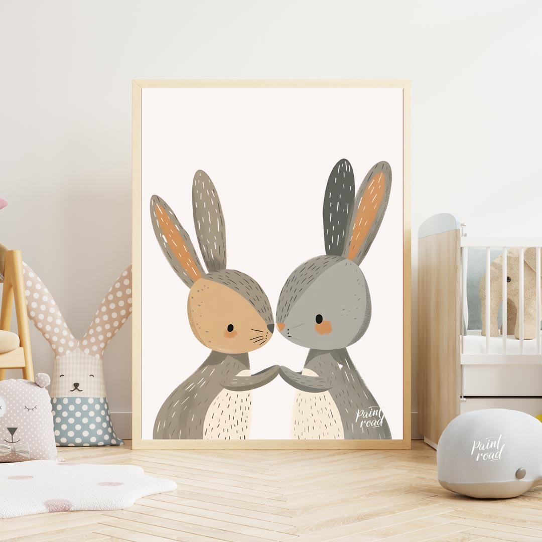 Loving Bunny Pair Nose Kiss