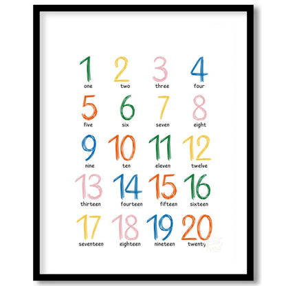 Numbers 1 to 20 with Words Chart
