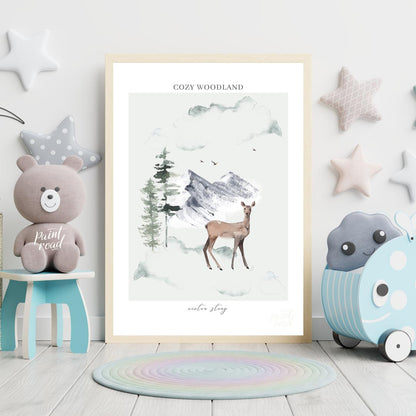 Cozy Woodland Winter Deer