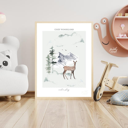 Cozy Woodland Winter Deer