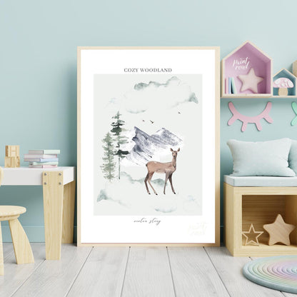 Cozy Woodland Winter Deer