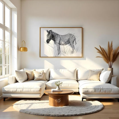 Textured Zebra in Grass