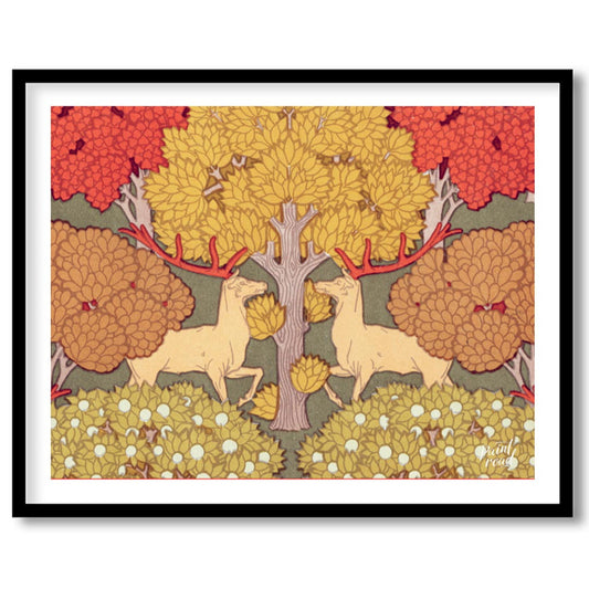 Art Nouveau Woodland Deer Pattern