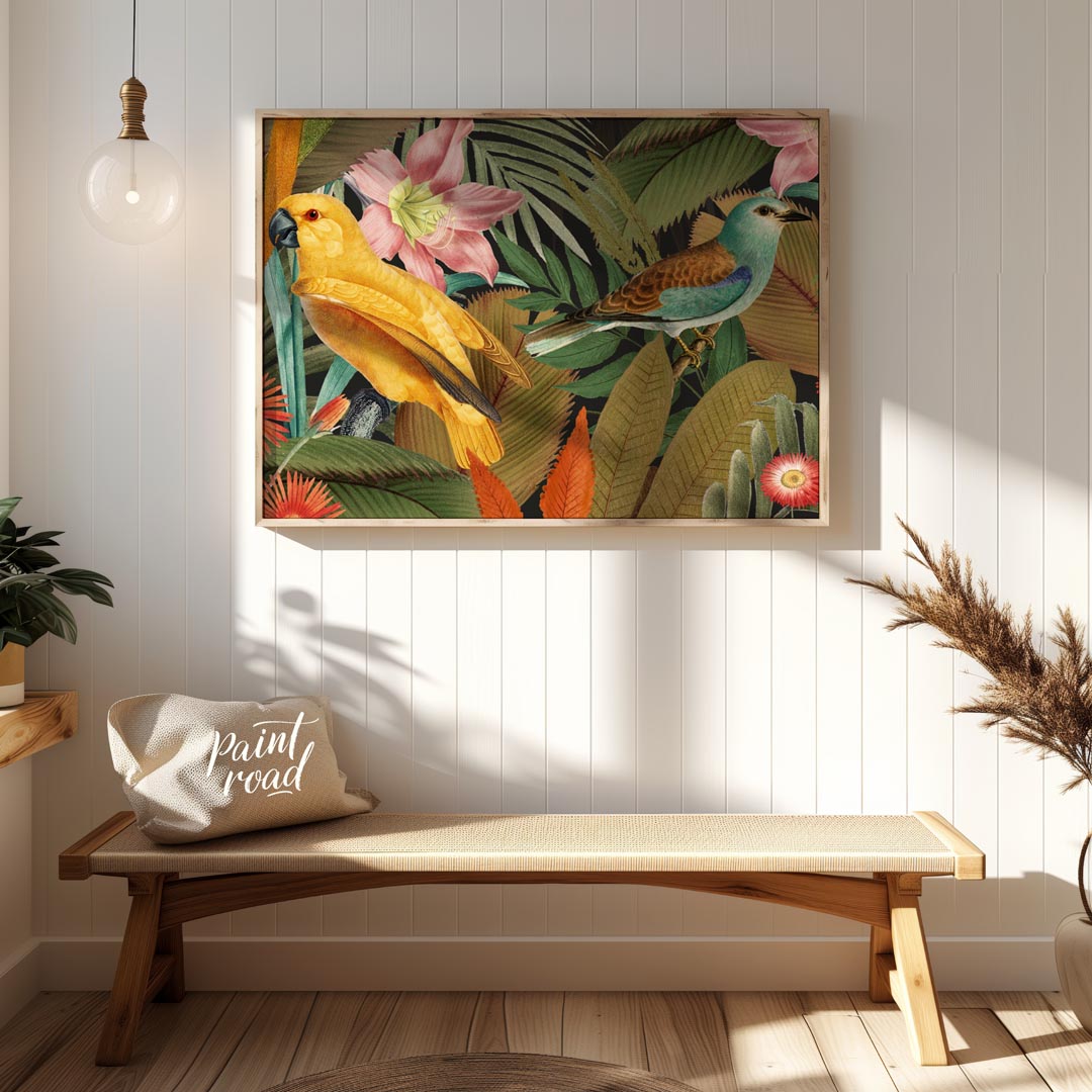 Golden Parrot and Roller in Tropical Night