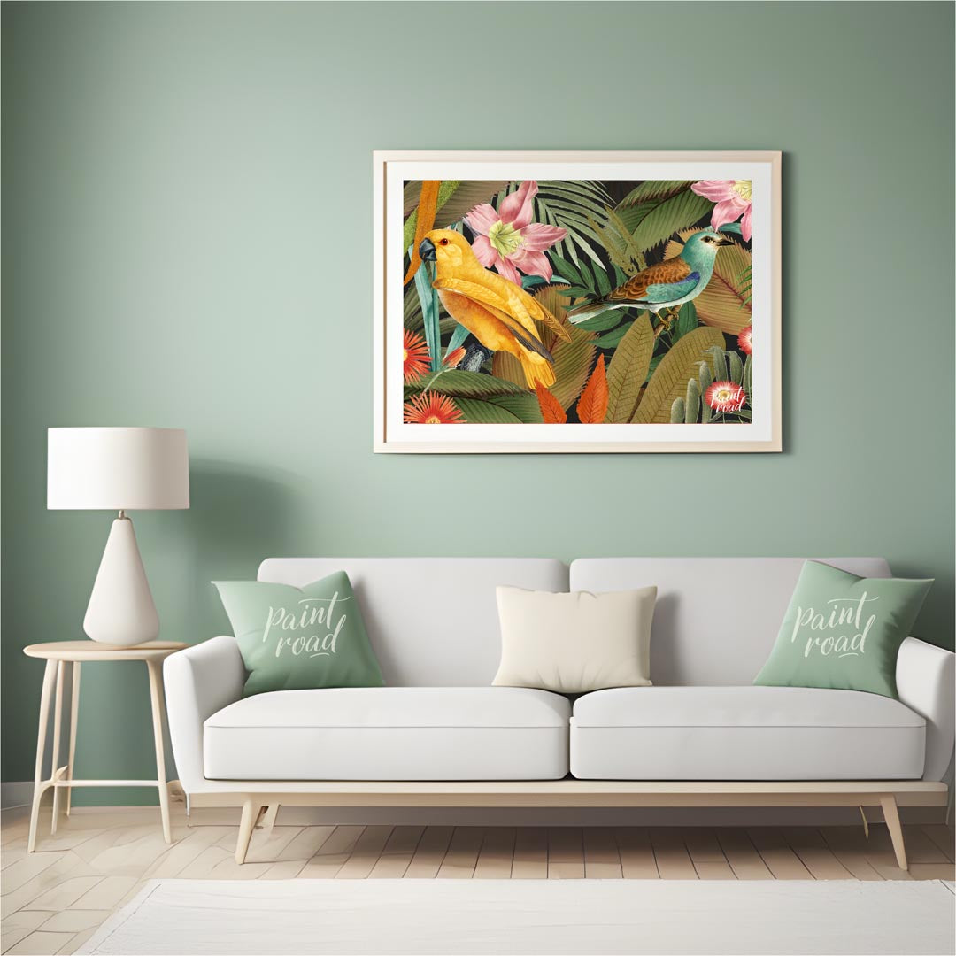 Golden Parrot and Roller in Tropical Night