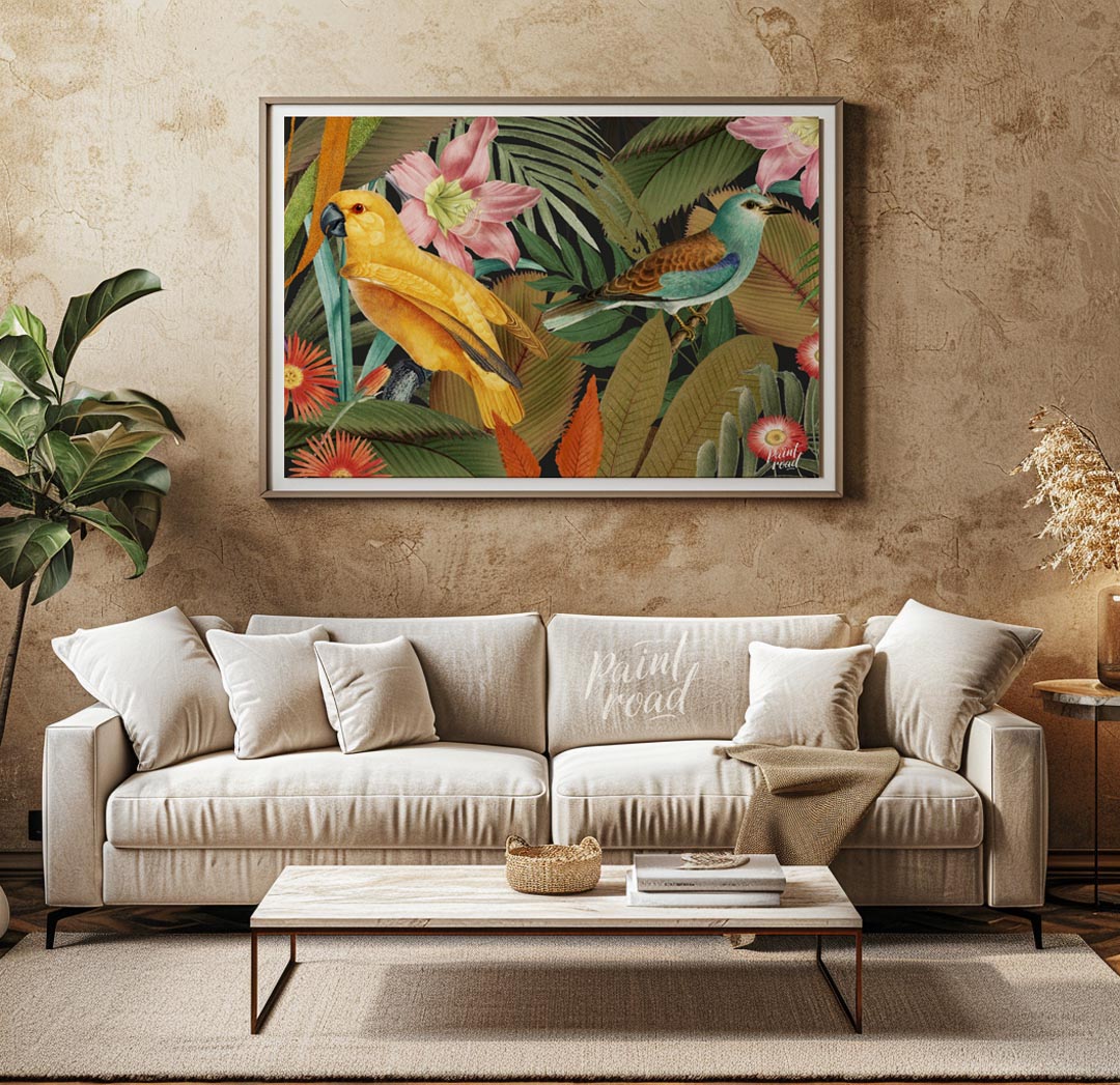 Golden Parrot and Roller in Tropical Night