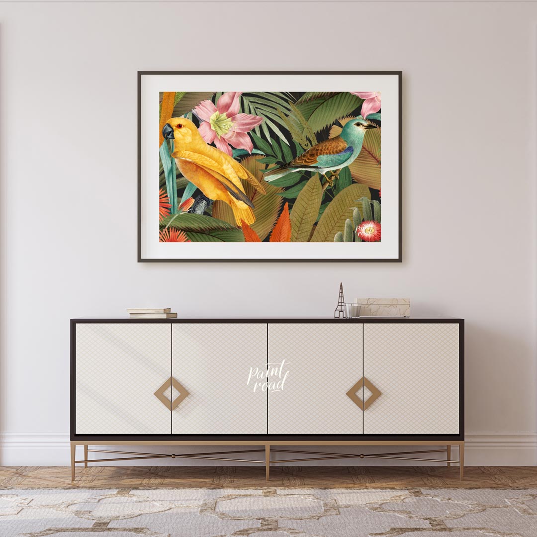 Golden Parrot and Roller in Tropical Night