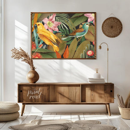 Golden Parrot and Roller in Tropical Night
