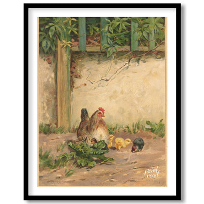 Hen and Chicks by the Wall