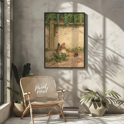 Hen and Chicks by the Wall