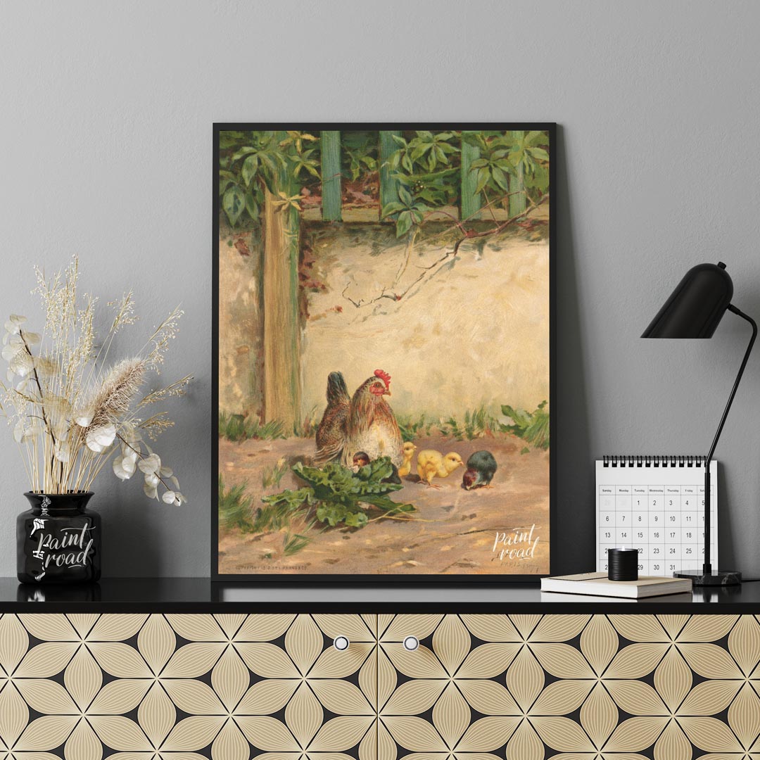 Hen and Chicks by the Wall
