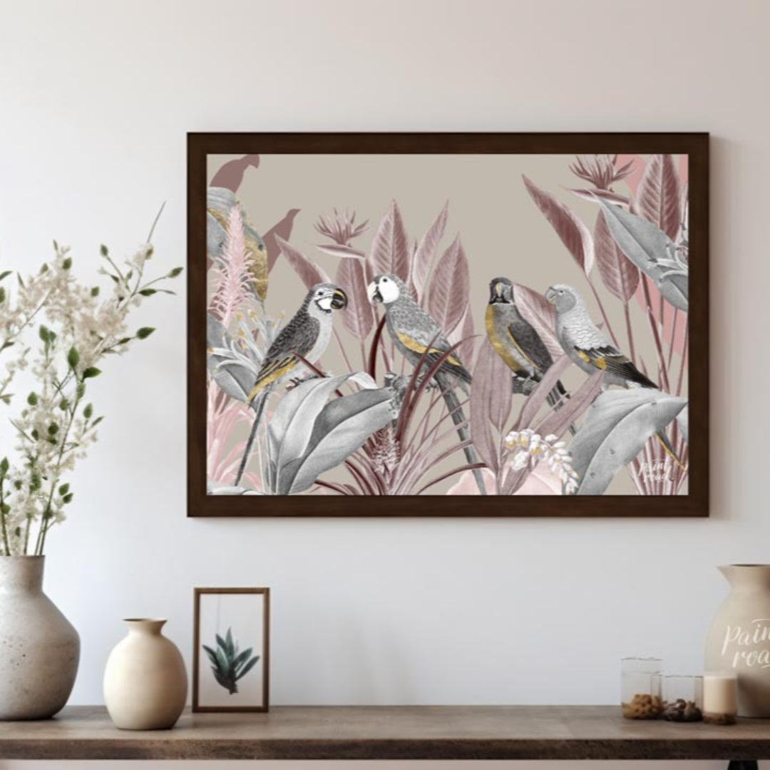 Monochromatic Parrots in Tropical Hues
