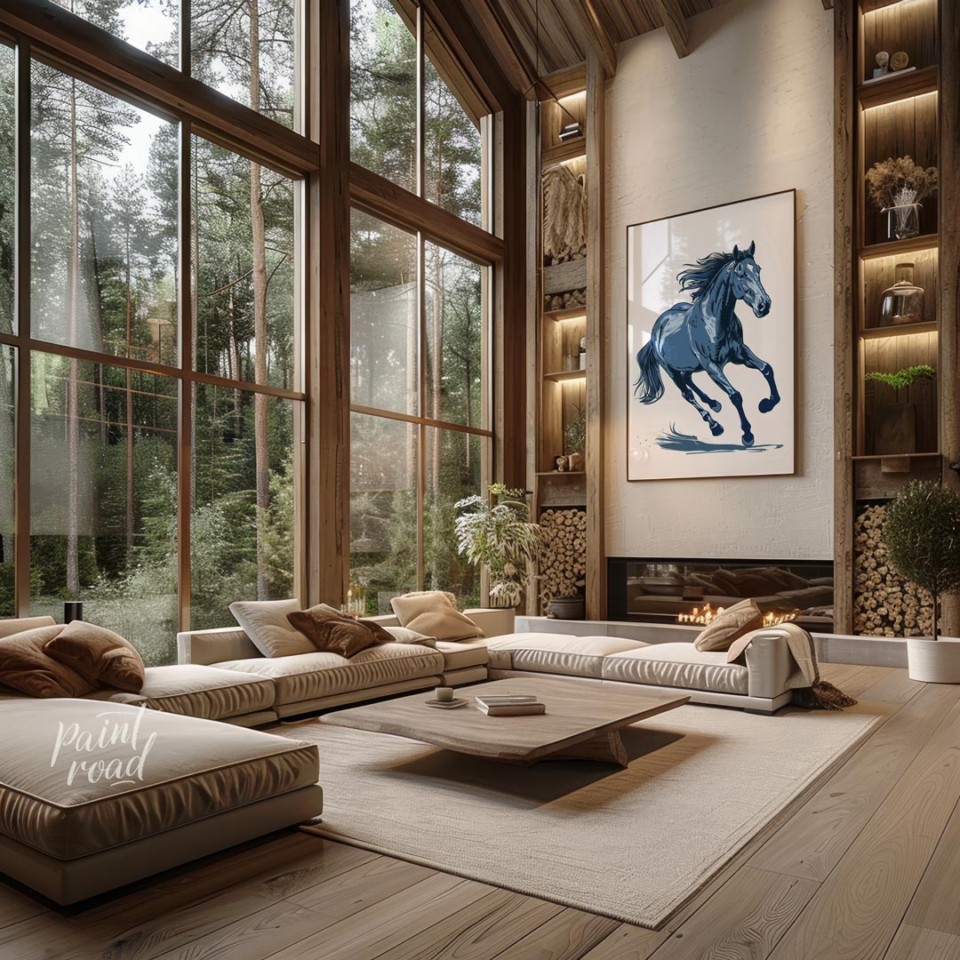 Galloping Blue Horse Illustration