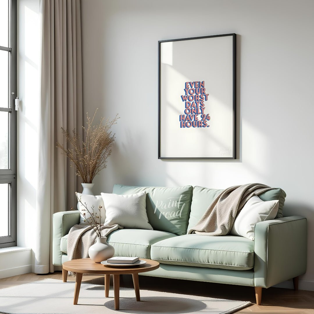 This straightforward yet powerful motivational print features the uplifting message, “EVEN YOUR WOR… for living room