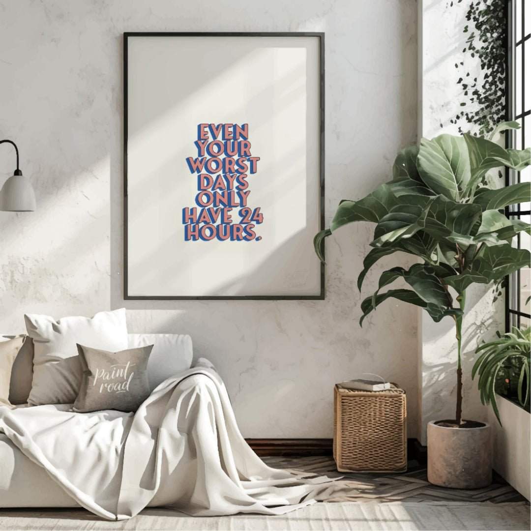 This straightforward yet powerful motivational print features the uplifting message, “EVEN YOUR WOR… for living room