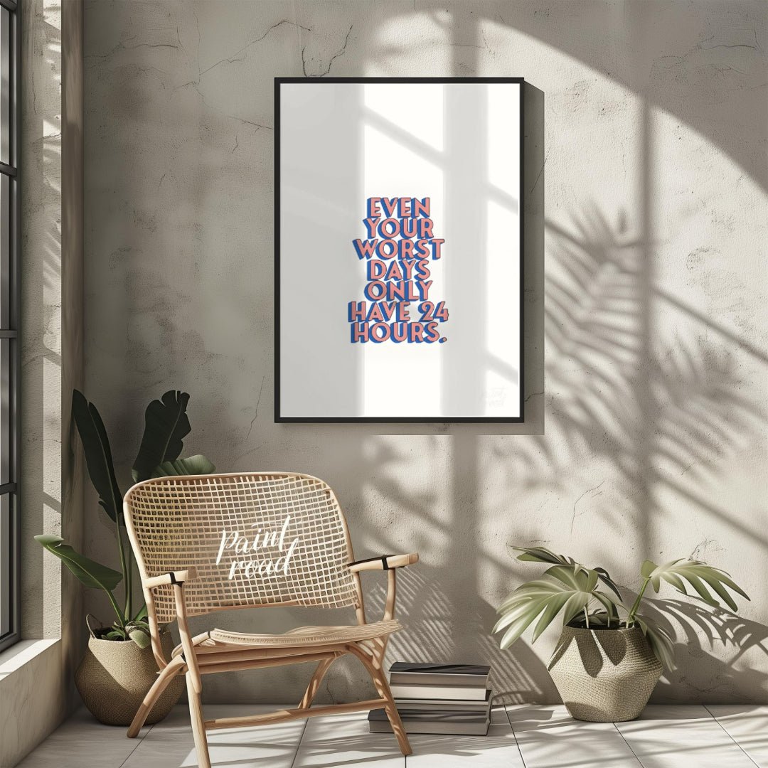 24 Hours Quote Painting available online at Paintroad showing aesthetic daily reminder and dorm room