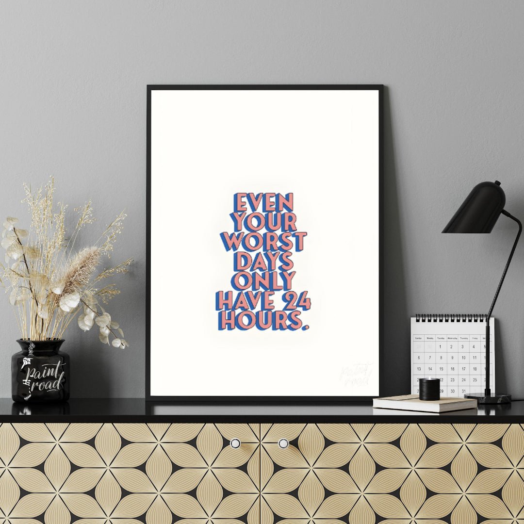 24 Hours Quote Painting available online at Paintroad showing aesthetic daily reminder and dorm room