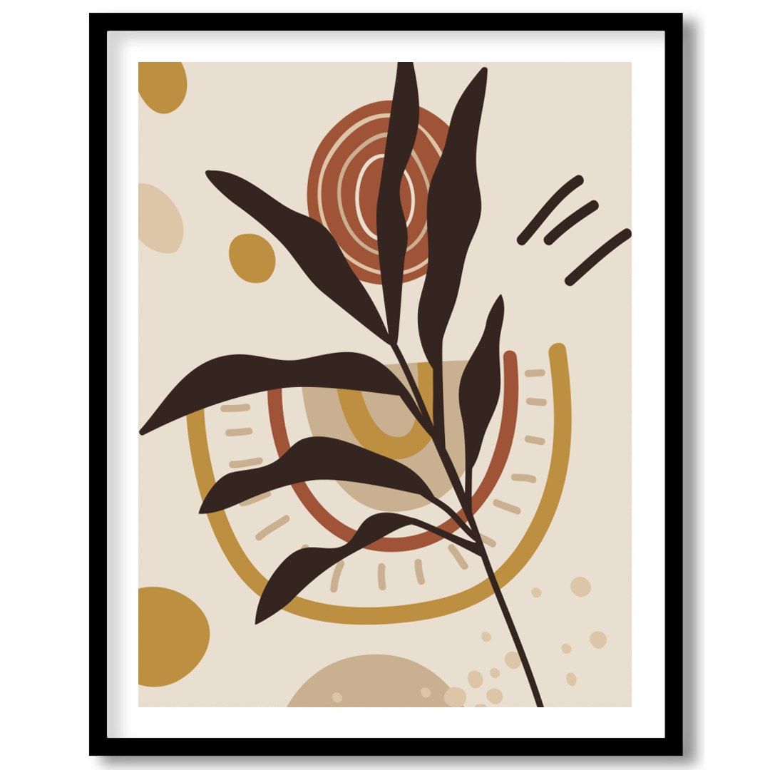 Elevate your space with this minimalist abstract artwork featuring serene earth tones and botanical for lovely-house
