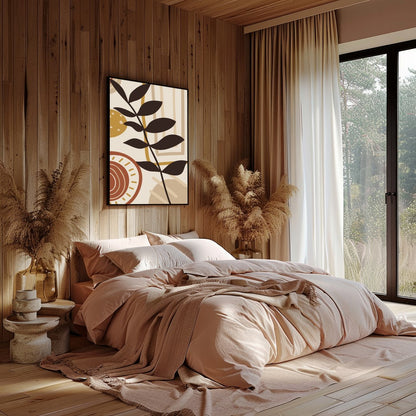 Elevate your space with this captivating abstract botanical artwork. Featuring harmonious shapes for Bedroom