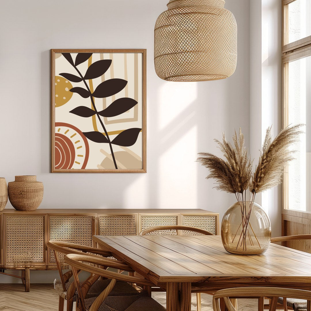 Elevate your space with this captivating abstract botanical artwork. Featuring harmonious shapes for Extra Kitchen