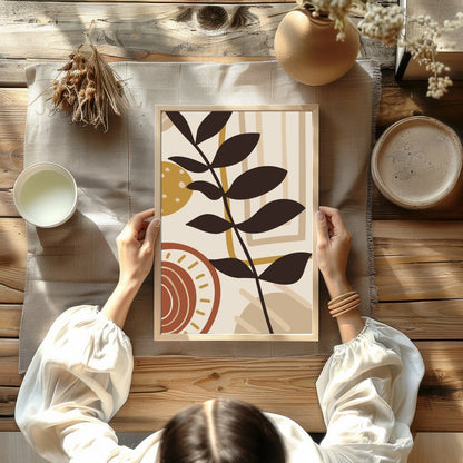 Elevate your space with this captivating abstract botanical artwork. Featuring harmonious shapes for Kitchen