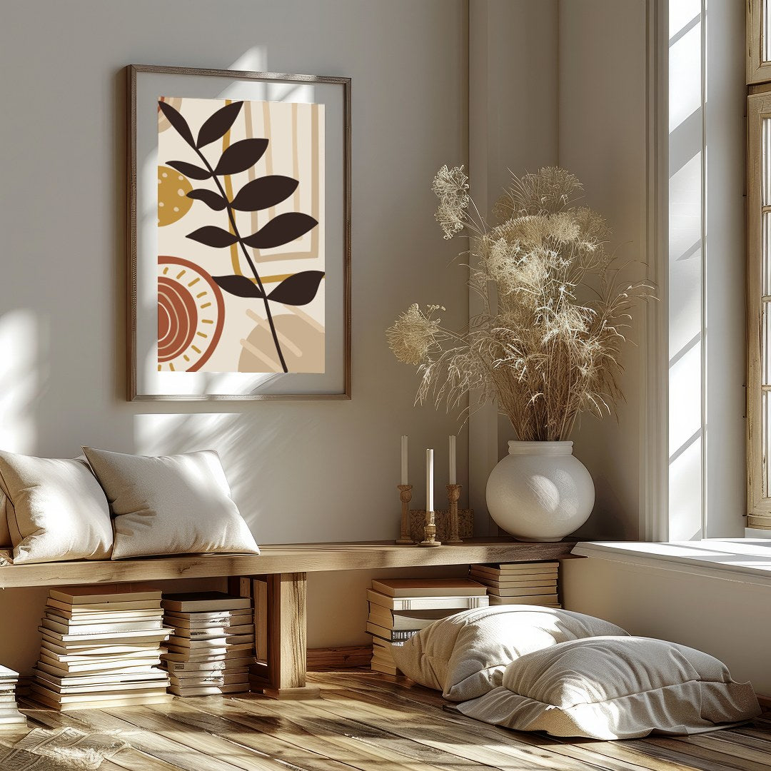 Elevate your space with this captivating abstract botanical artwork. Featuring harmonious shapes for living-space