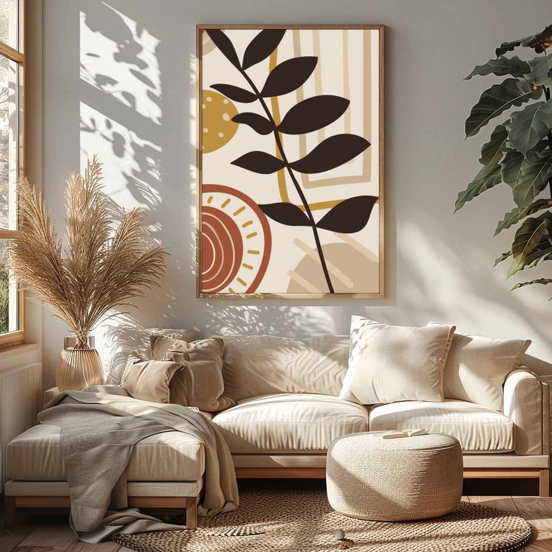 Elevate your space with this captivating abstract botanical artwork. Featuring harmonious shapes for Sitting Area