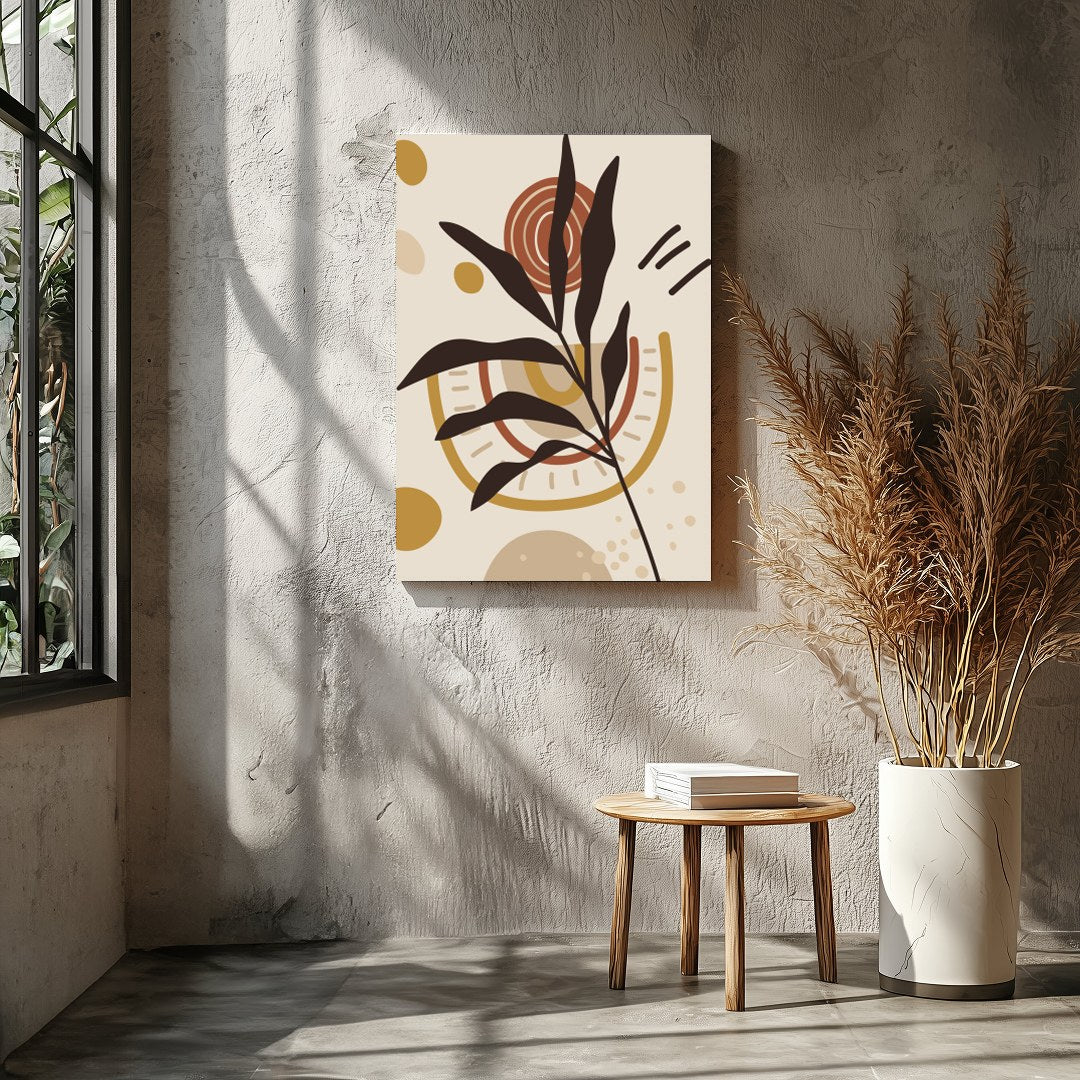 Add a touch of nature with this stylish abstract botanical artwork, featuring earthy tones that for Entrance