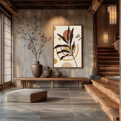 Add a touch of nature with this stylish abstract botanical artwork, featuring earthy tones that for Hall