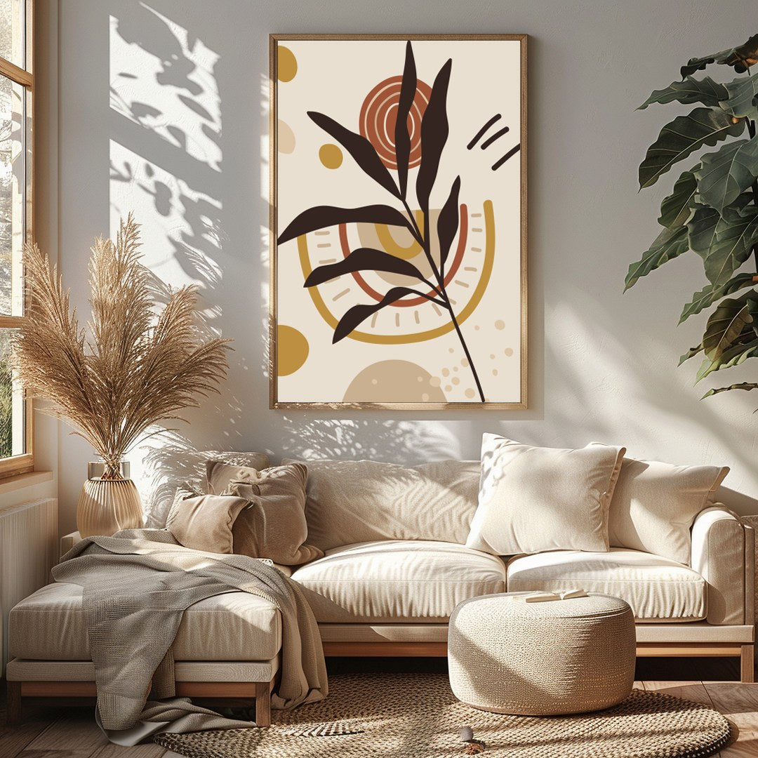 Add a touch of nature with this stylish abstract botanical artwork, featuring earthy tones that for Sitting Area